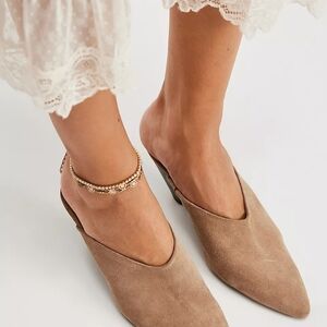 Free People Stellar Mule In Taupe Suede